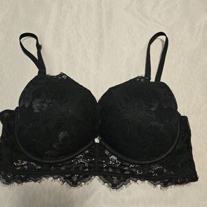 La SENZA Black Bra Lace Push Up Padded  Bra SZ 36C